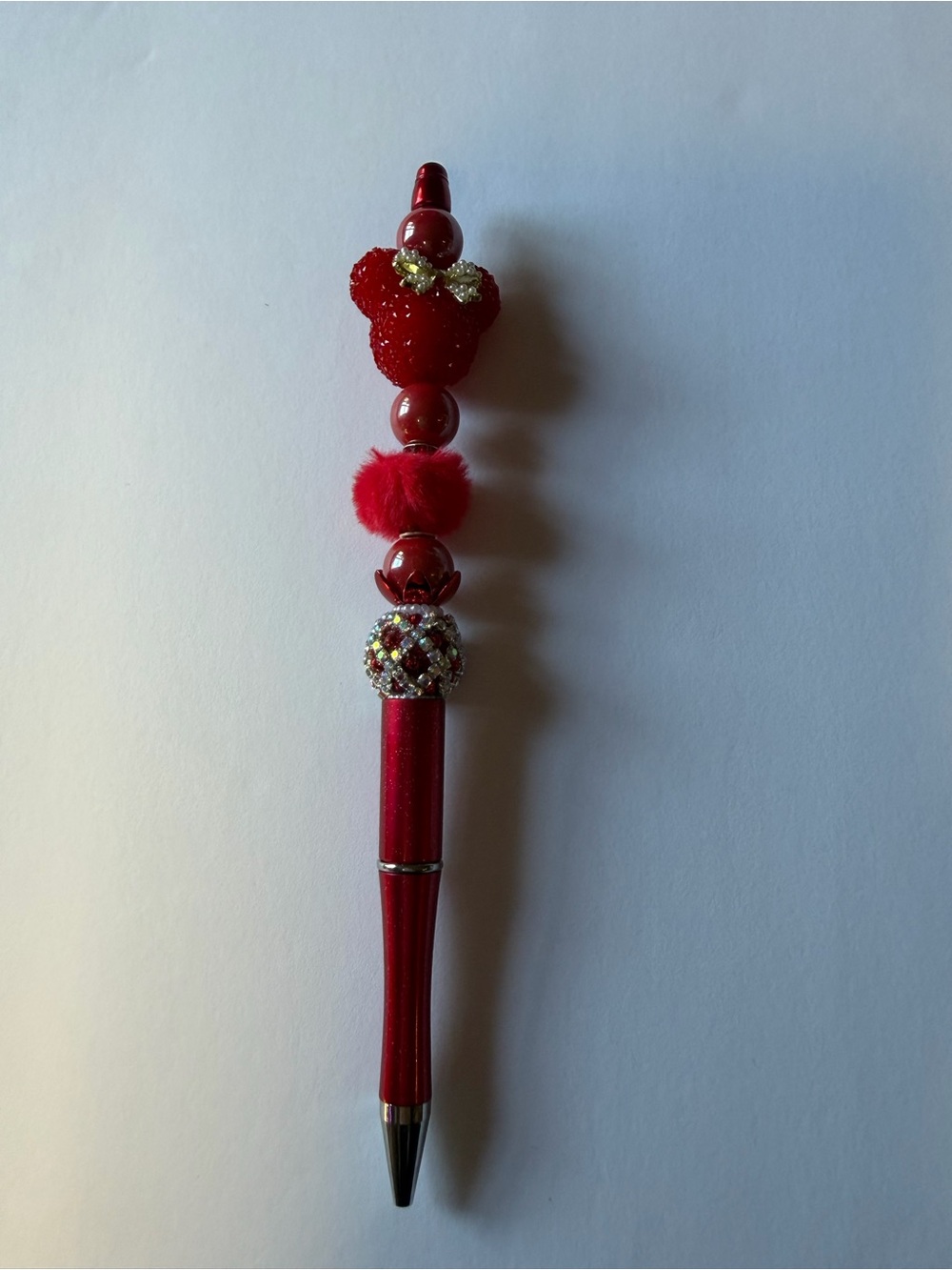 Red Decorative Beaded Ballpoint Pen - Women Accessories